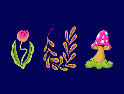 plant doods illustration mushroom procreate tulip