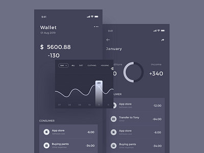 Wallet Account - Darkness app design hello dribbble sketch ui ux wallet wallet app