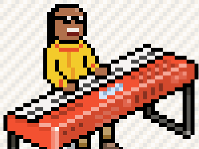Who's This? pixel piano cool singer red yellow singing playing music soul blind