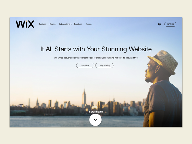 Wix homepage