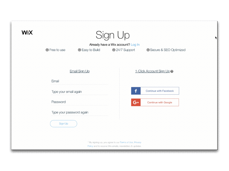 Optimizing Wix Sign Up Page Pt.2 cro onboarding onboarding optimization principle sketch uiux upgrade wix