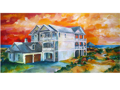 Saga Construction Painting art home illustration house rendering illustration outer banks painting