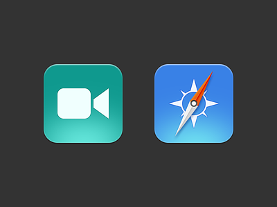 iOS 7 FaceTime and Safari Icons apple blue camera compass facetime flat green icons ios ios 7 ios7 modern safari simple