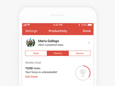 Todoist Productivity - iOS goal ios productivity streaks todo todoist