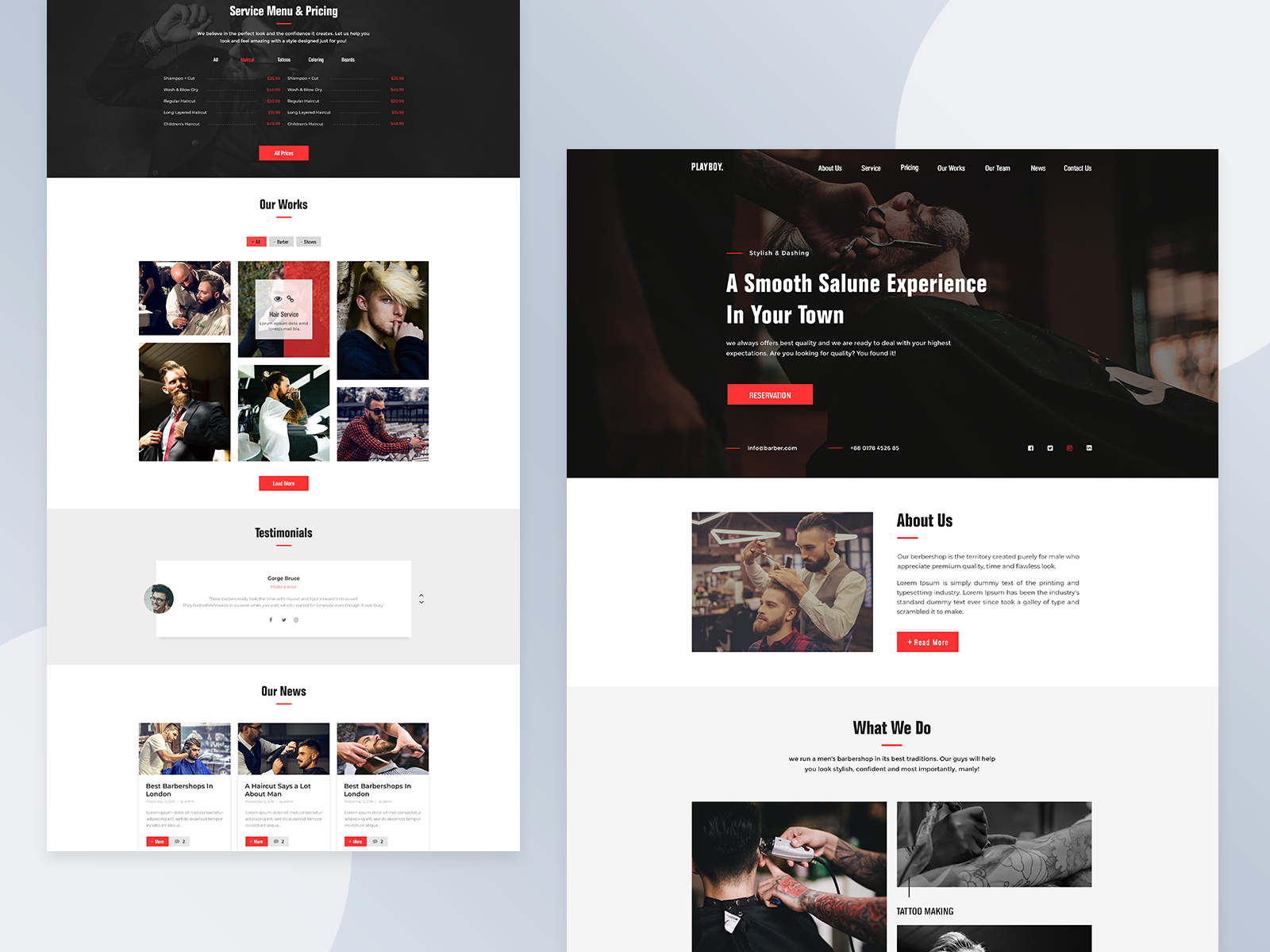 PLAYBOY | Barbershop Full Landing Page Design
