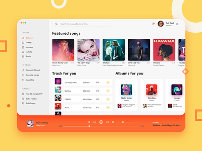 Music Player - UI Exploration clean design flat header header exploration minimal music music app music player simple ui uidesign user interface web design web design web ui