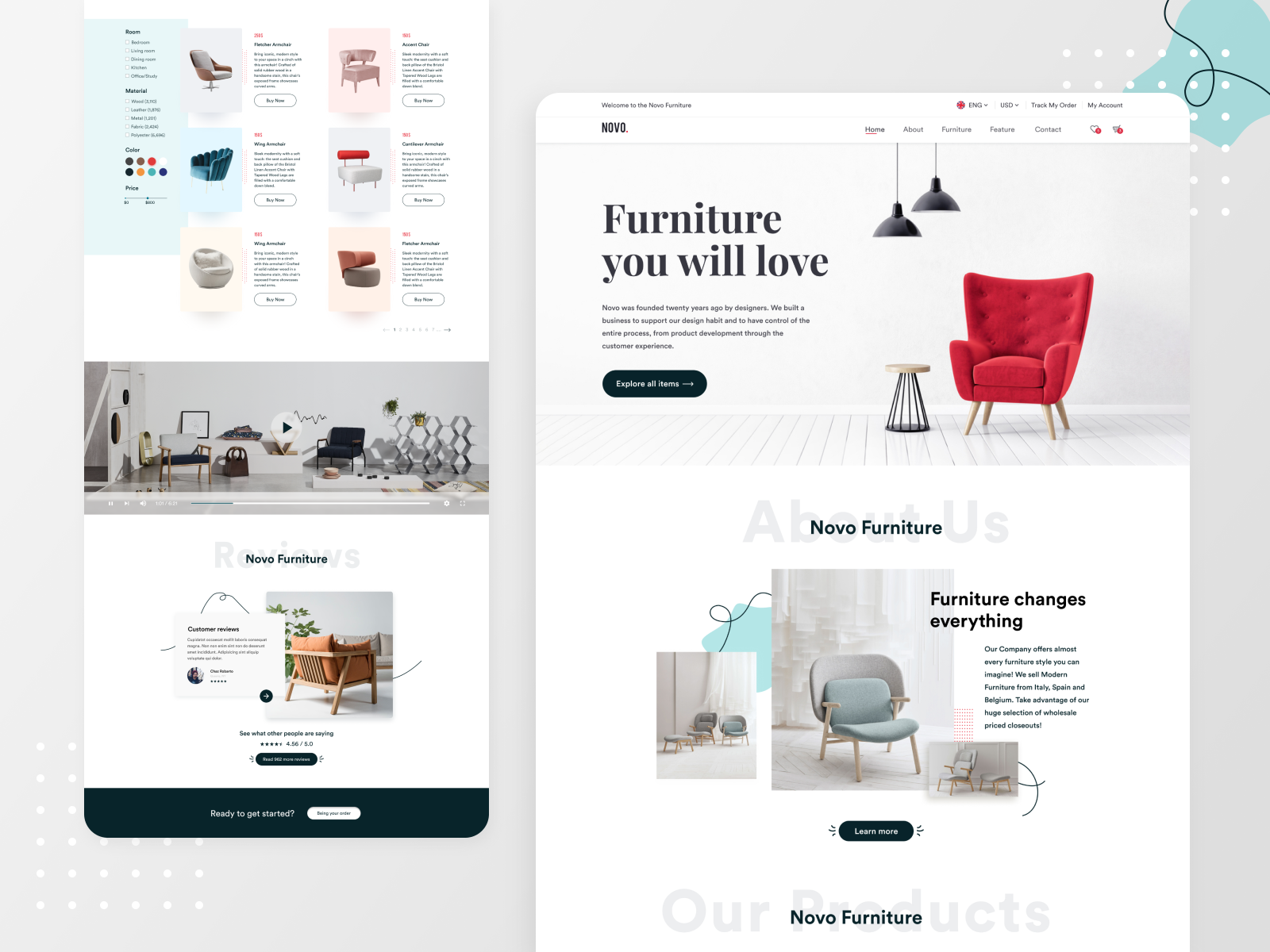 Novo. Furniture Website UI Design by Emran Emon on Dribbble