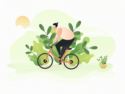 Ride a bike bicycle bike character color design foliage green illustration nature ride sun