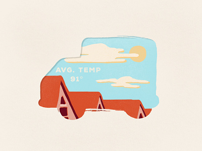 Warm Delivery illustration rooftops sky temperature van warm