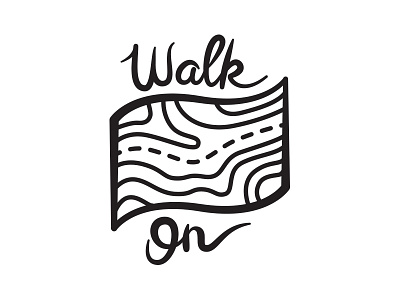 Walkon hiking lettering map sticker topo topography transfer sticker