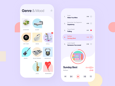 Music Player - Mood 👋 app application audio button category communication genre illustration interface listening media mobile moods multimedia music online play player sound technology