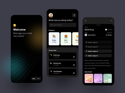 🥷🏼 to do list dark - app exploration app design application clean dark app dark mode dark theme dark theme ui dark ui project management task list task management task management app task manager tasks to do app to do list today list ui ux welcome page