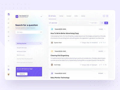 Help Center - Existing Tickets Exploration asking user clean comment section customer help customer portal design exciting tickets getting started help center issues layout help center request response support tracking ui uiux ux vektora web