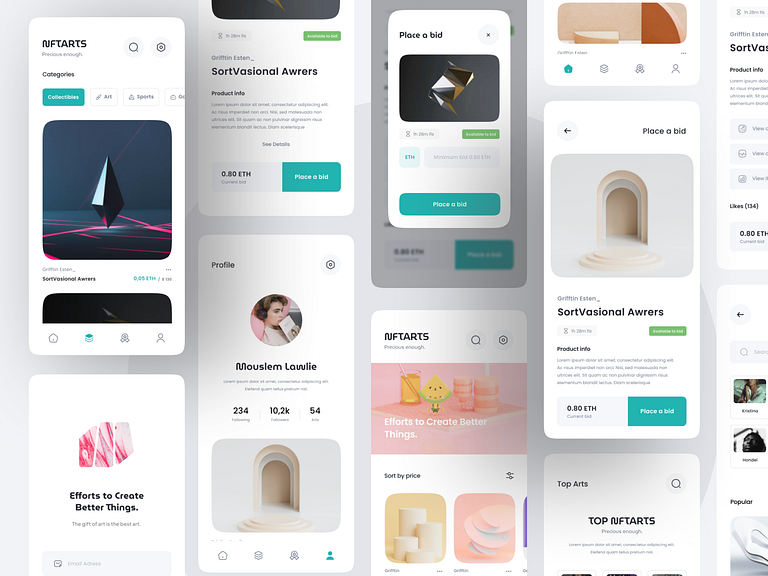 NFTARTS - NFT Apps UI KIT by Zaini Achmad® for Vektora on Dribbble