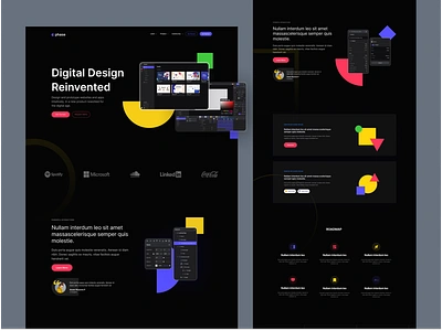 Digital Design Web Application - Concept 3d clean dark mode design design apps figma ideas landing page landingpage marketing web product product teams prototyping features templates ui uiux application ux web web apps wireframing