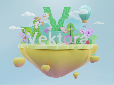 3D Vektora Sky Island