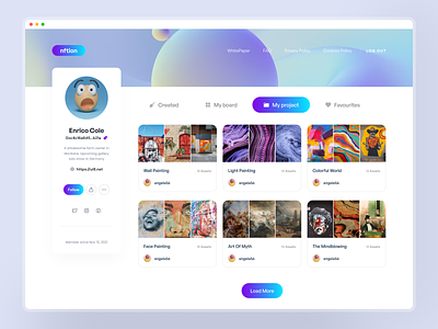 My Porject - Profile NFT Page Concept art design clean collection crypto collectibles dashboard inspiration landingpage marketplace my dashboard my profile my project nft nfts profile project ui uiux web ux web website