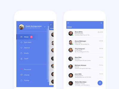 Mail Client Concept android app client concept email ios mail mailbox material mobile uiux