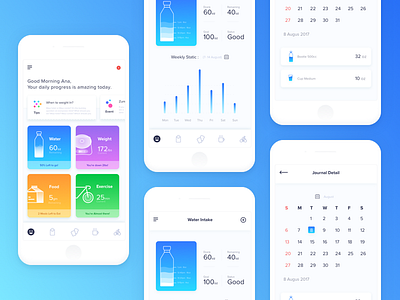 Smart Consumption Exploration Apps apps calender chart clean futuristic gradient graph ios smart exercize stats ui