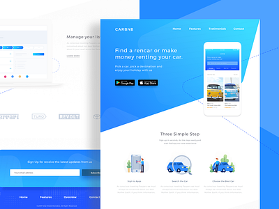 CARBNB - Rent Car Landing Page app booking car clean gradient homepage illustration landing page rent ui web