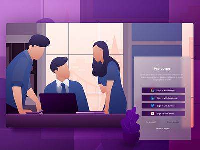 🐣 Meeting Login Page dashboard building dashbord design illustration login loginpage meeting people purple siluet transparent ui