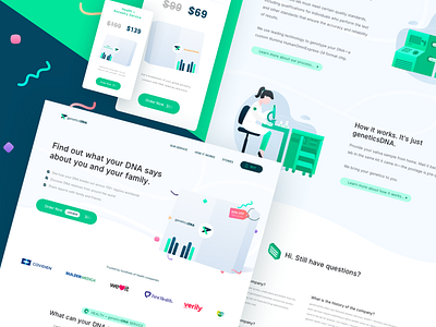 👍 Test DNA landing page redesign Concept clean dna faq gradient homepage lab landingpage packet pricing scientist test