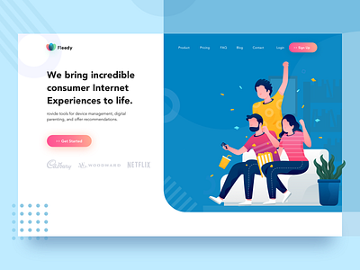 Consumer Internet Experiences to life Landing Page clean consumer dashboard design family gradient header home illustration interface isometric landing landingpage noansa onboarding ui ux vector web website