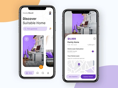 Real estate apps to find suitable home app appartment apps card card checkout clean design detail screen estate home house ios noansa property real real estate search bar suitable ui ux