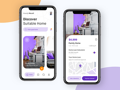 Real estate apps to find suitable home app appartment apps card card checkout clean design detail screen estate home house ios noansa property real real estate search bar suitable ui ux