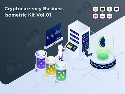 Cryptocurrency Business Isometric Kit Vol.01