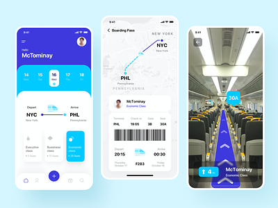 App Ticket Train Reservation AI Features app ui ux artificial intelligence boarding pass booking checkin data and type depart arrive live direction maps ai mobile mobile app mobile ui noansa product design reservation ticket app train ui