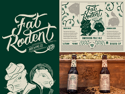 Fat Rodent beer branding capibara handlettering illustration label lettering logo logotype mafia typography