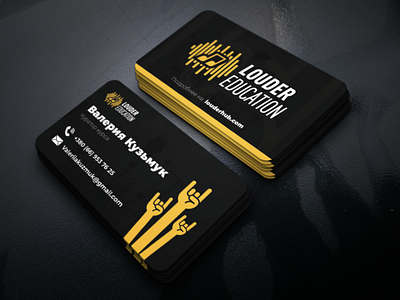 Business Card for Louder Hub art black branding buisness card card card design cards cards ui design graphic graphic design illustration louder hub louder hub photoshop print typography yellow