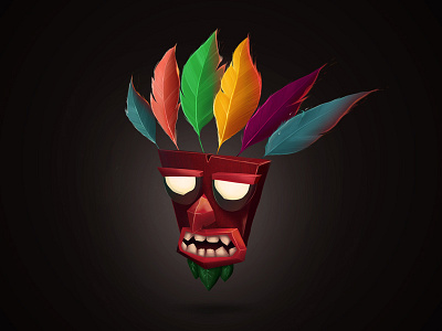 Aku Aku bandicoot crash feather icon illustration mask painting playstation