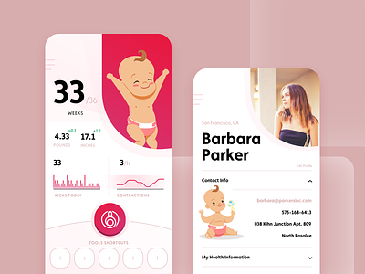 Go get your baby born, Barbara! app baby ios iot light medical mobile app pink pregnant sketch tracker ui ux woman