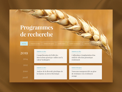Agronomic Research Database agricultural agriculture app cards cereal cereals database filters french natural nature organic organics research timeline ui ui ux wheat