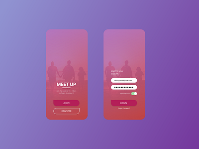 Meetup Login Concept app ui ux