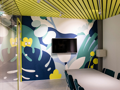 Mural at in60seconds amsterdam drawing floral illustration interaction design mural office mural wallart wallpainting