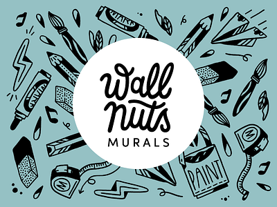 Wallnuts Murals amsterdam fineliner handlettering illustration linedrawing logo logodesign marker mural typography walldrawing wallpainting