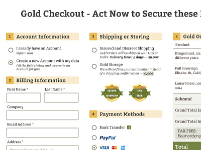Gold checkout buy cart checkout e commerce form gold magento shop silver