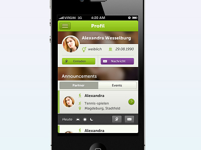 Profile app event flat ios partner photo profile tableview