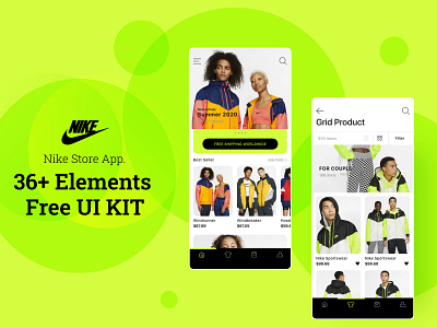 36+ Elements Free UI KIT | Nike Store App.