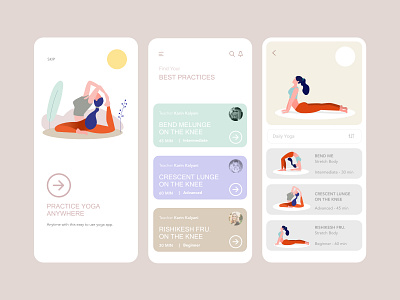 Yoga Fitness Mobile App UI Kit artdirector design kit prototype team ugurates ui uiux ux yoga yoga app