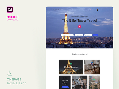 Onepage Travel Design - Free [XD] 2020 app download free onepage prototype travel ugurates2017 ui ux