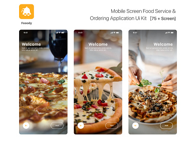 Mobile screen food Service & Ordering application Ui Kit   [75 +