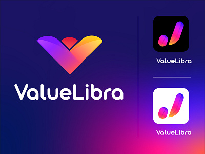 Modern Value libra finance logo design - V Letter app letter logo modern v