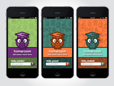 Color Schemes app education homeroom logo mobile app owl