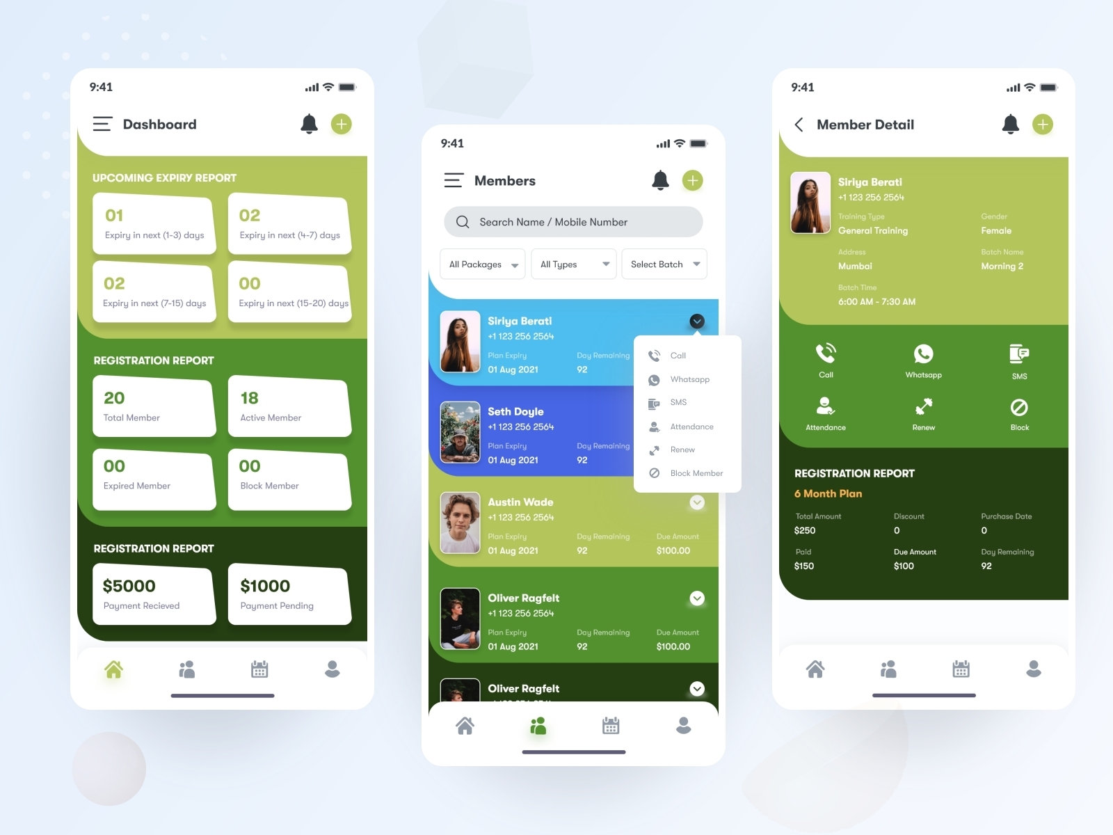 GYM Management App UI Design by Krunal Ramoliya on Dribbble