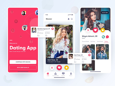 Dating App UI Design android application branding clean creativity dating app dating app design design fun app jivansathi app logo love app marketing matrimony app mockup ui ux