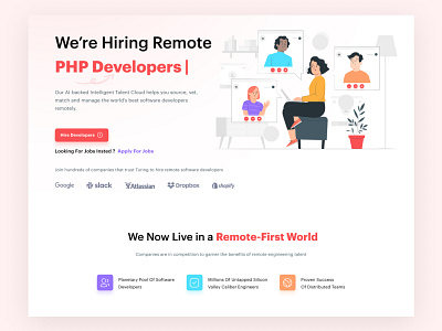 Remote Consultancy Website UI admin application creativity design hiring remote homepage landing page mockup remote remote consultancy website remote job ui ux website ui